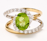 Affinity Gold Clad Sterling Silver Semi Precious Peridot Oval Cut Wrap Ring Size 9